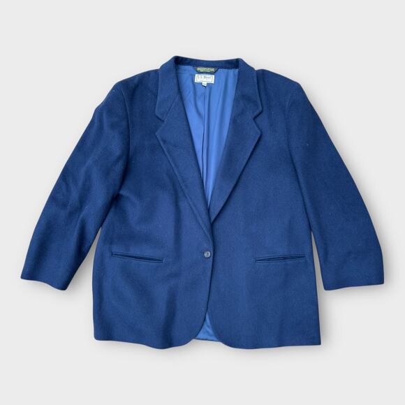 L.L. Bean Jackets & Blazers - Vintage L.L. Bean Wool Blazer Navy Blue Women's sz 20P Single Button Preppy Chic